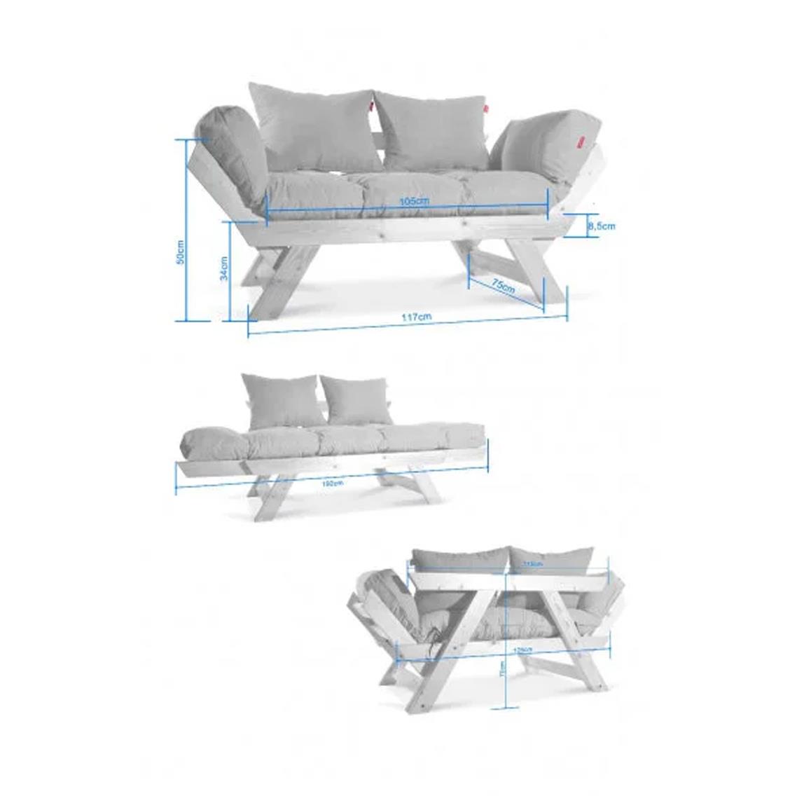 Mobildeco Kombin Wood Ahşap İki Kişilik Kanepe (Ceviz/Krem)