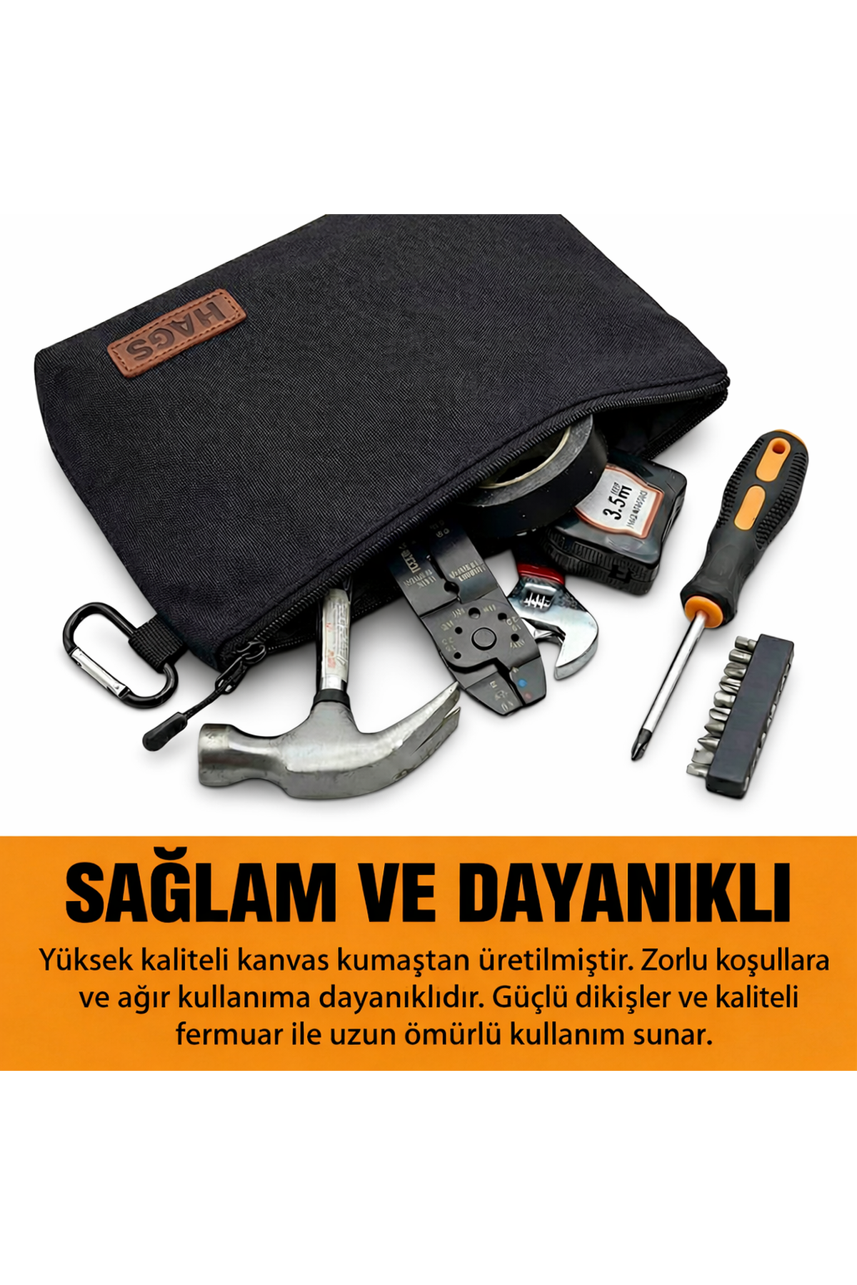 Haegs Çok Amaçlı Küçük Alet Çantası, Fermuarlı Kanvas, Kalemlik, Alet, Kırtasiye ve Kalemler için Saklama Düzenleyici Çantalar, Organizer, Kese (4`lü Karışık Boy/Haki)
