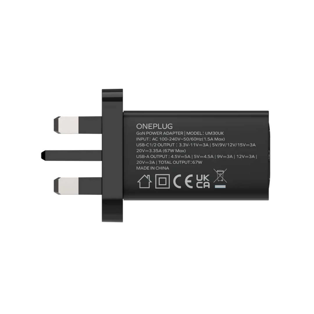 Momax OnePlug 3-Port GaN 67W Şarj Cihazı Siyah