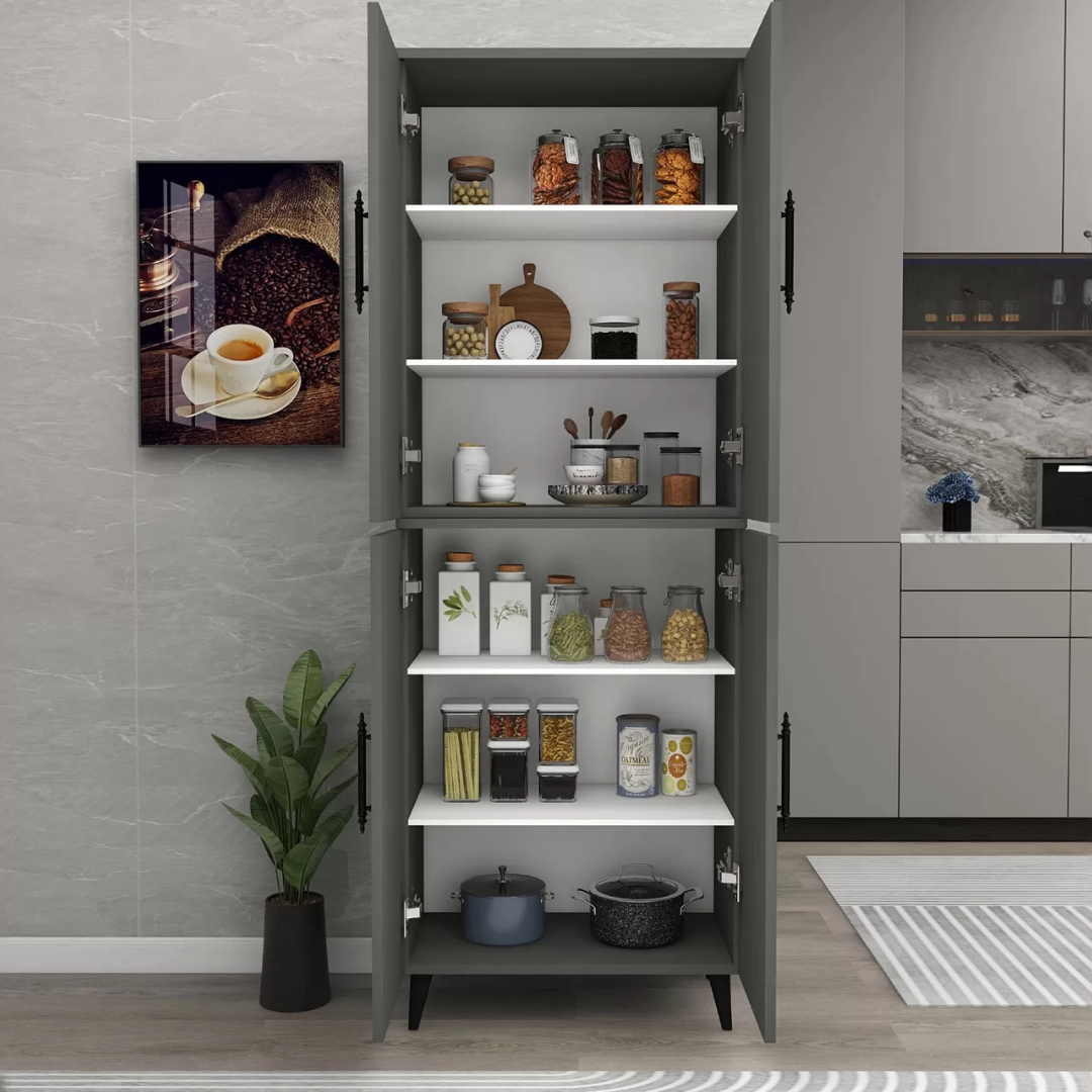 Enda Home 6 Raflı 4 Kapaklı Çok Amaçlı Dolap Antrasit