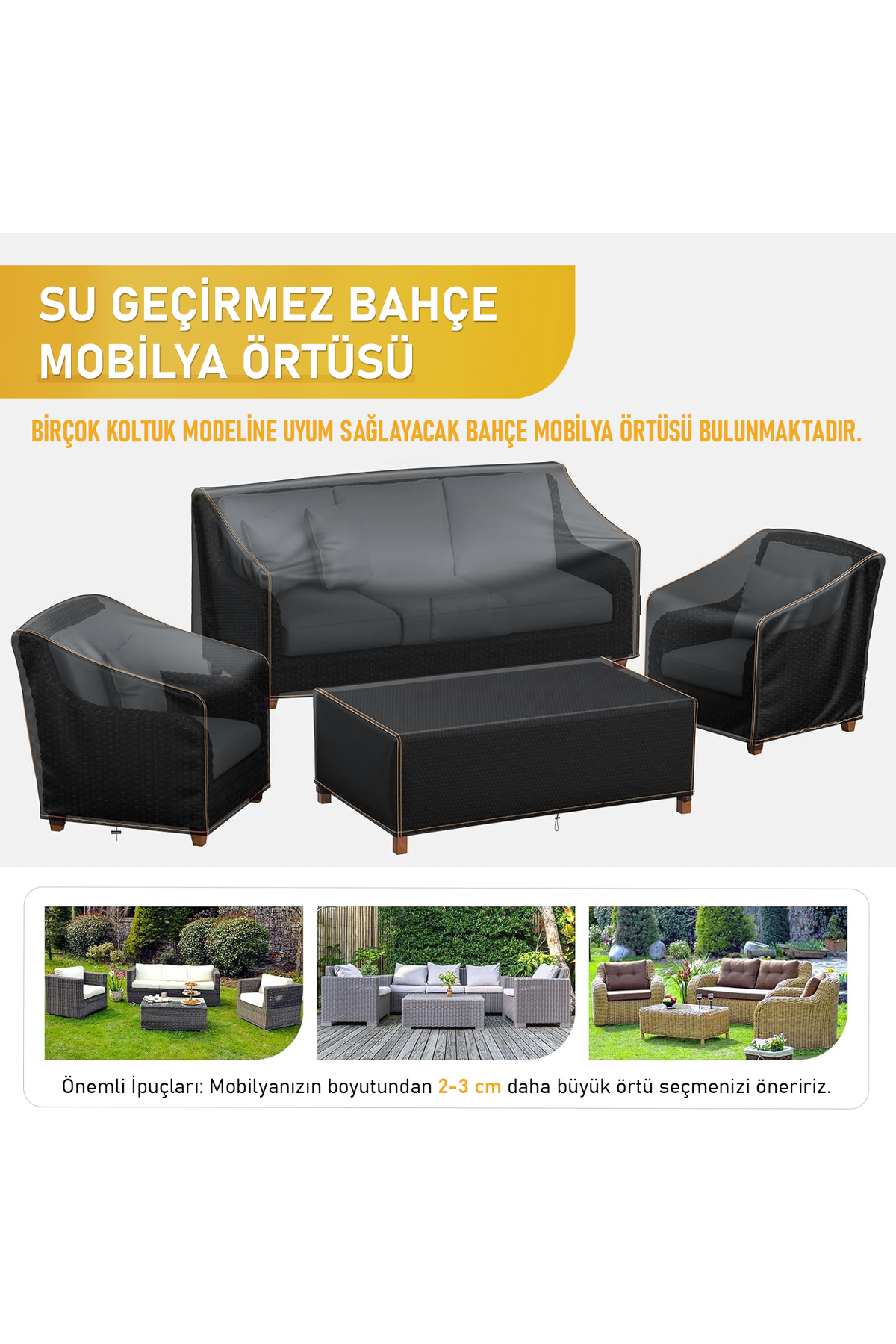 Haegs Tek Kişilik Bahçe Koltuk Örtüsü, Koruma Kılıfı, Su Geçirmez Açık Hava Bahçe Mobilya Kılıfları, Dış Mekan Sandalye Kılıfı Örtü Branda, Ağır Hizmet Tipi, 80-85-90cm - Siyah