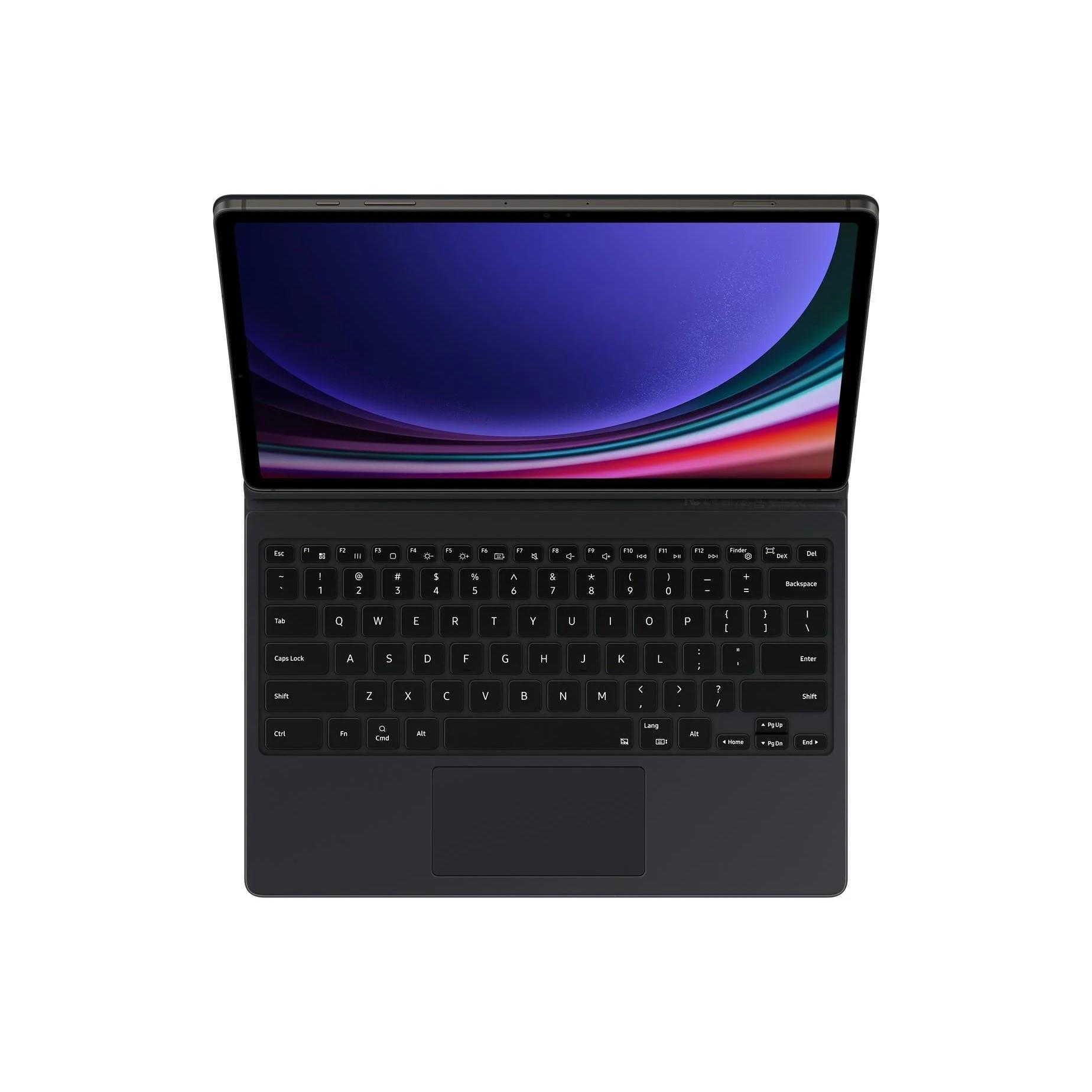 Galaxy Tab S9+ / S9 FE+ Mousepadli Klavyeli Kapaklı Kılıf - Siyah