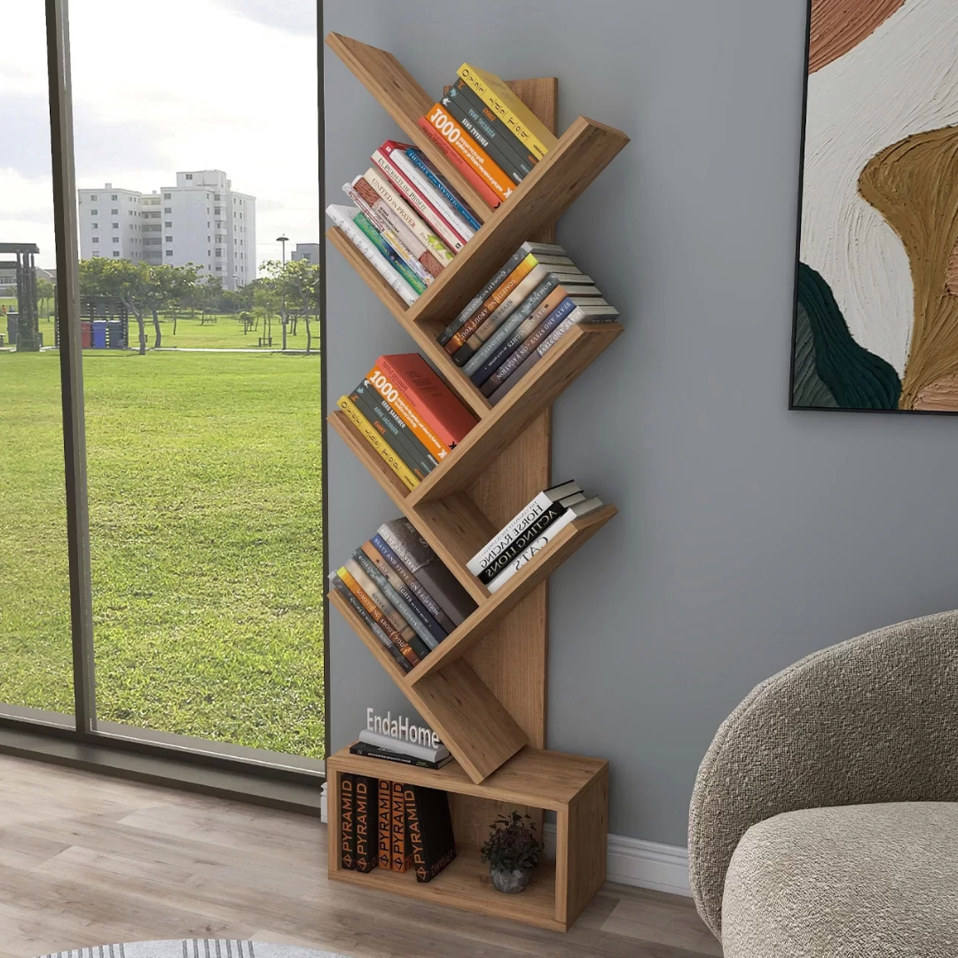 Enda Home Erine 8 Raflı Zikzak Kitaplık Atlantik Çam