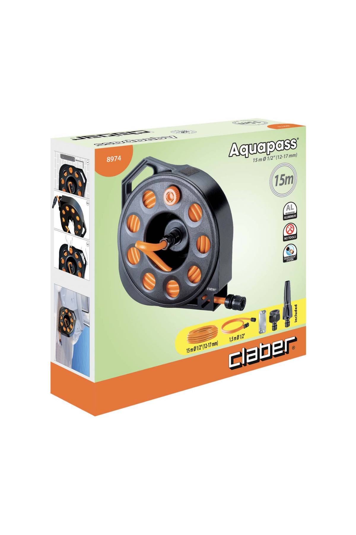 Claber 8974 Aquapass Kasetli Hortum Makarası