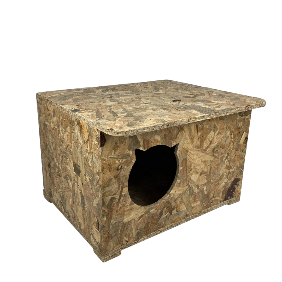 Melada Kedi Evi Dış Ortam Uygun Ahşap Kedi Evi OSB 60x45x40 cm