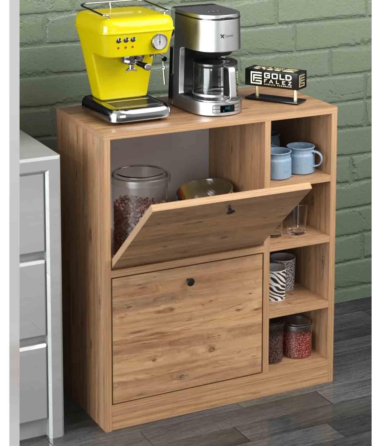 Reyo Kahve Köşesi Mutfak Rafı, Çok Amaçlı Dolap Ceviz