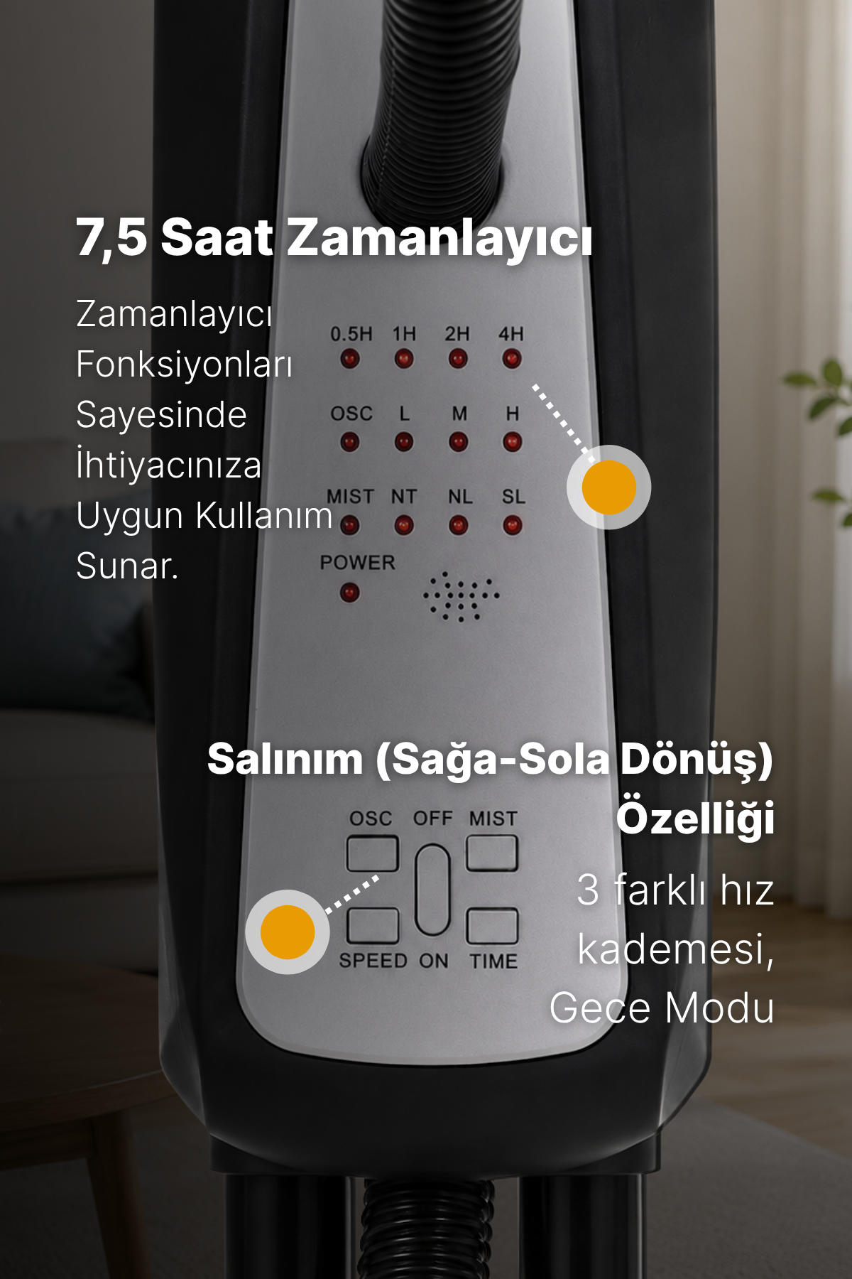 Dlc TSP40-RC Bakır Motor Uzaktan Kumandalı Buharlı Vantilatör Ayaklı Vantilatör 