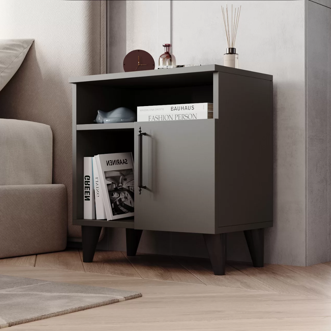 Enda Home Kommen 3 Bölmeli Kapaklı Komodin Antrasit