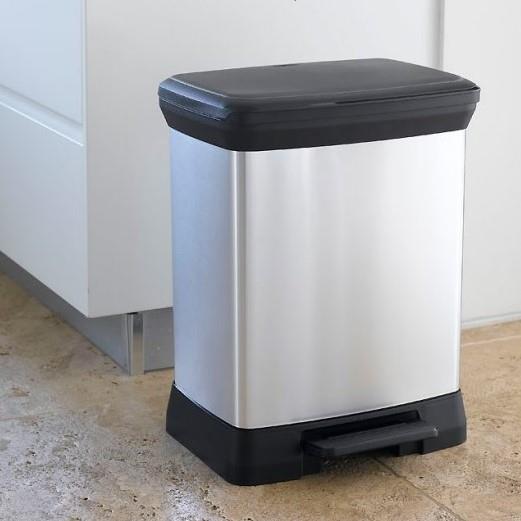 Curver DecoBin Rectangular - 30L Metal Görünümlü Yumuşak Kapanan Çöp Kovası