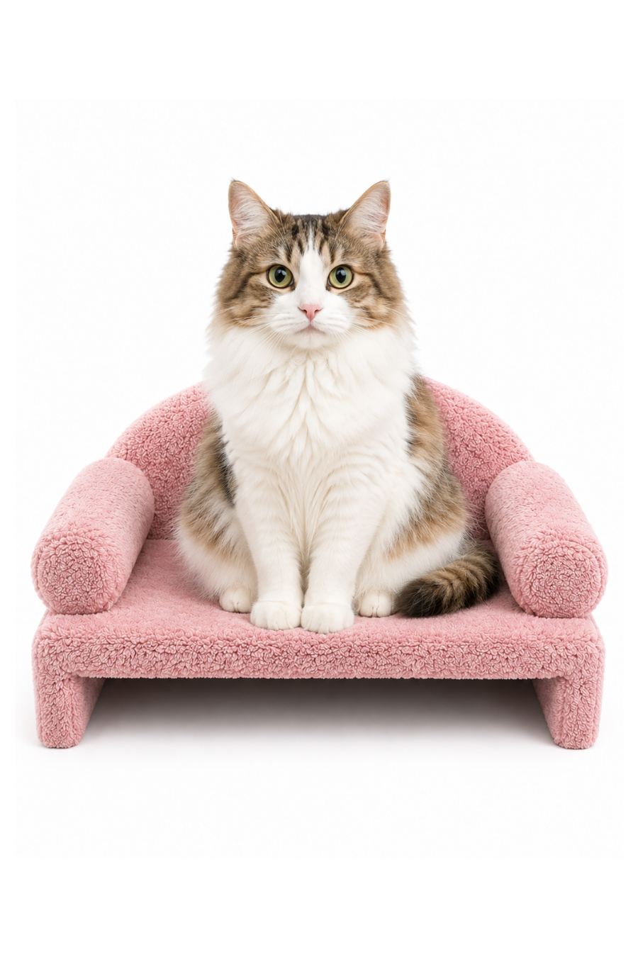 Reyo Pet Peluş Kedi Koltuğu, Kedi Kanepesi, Kedi Yatağı, Evcil Hayvan Dinlenme Koltuğu, Rahat Kedi Sofa Yatağı, 45x33x25 cm Pembe