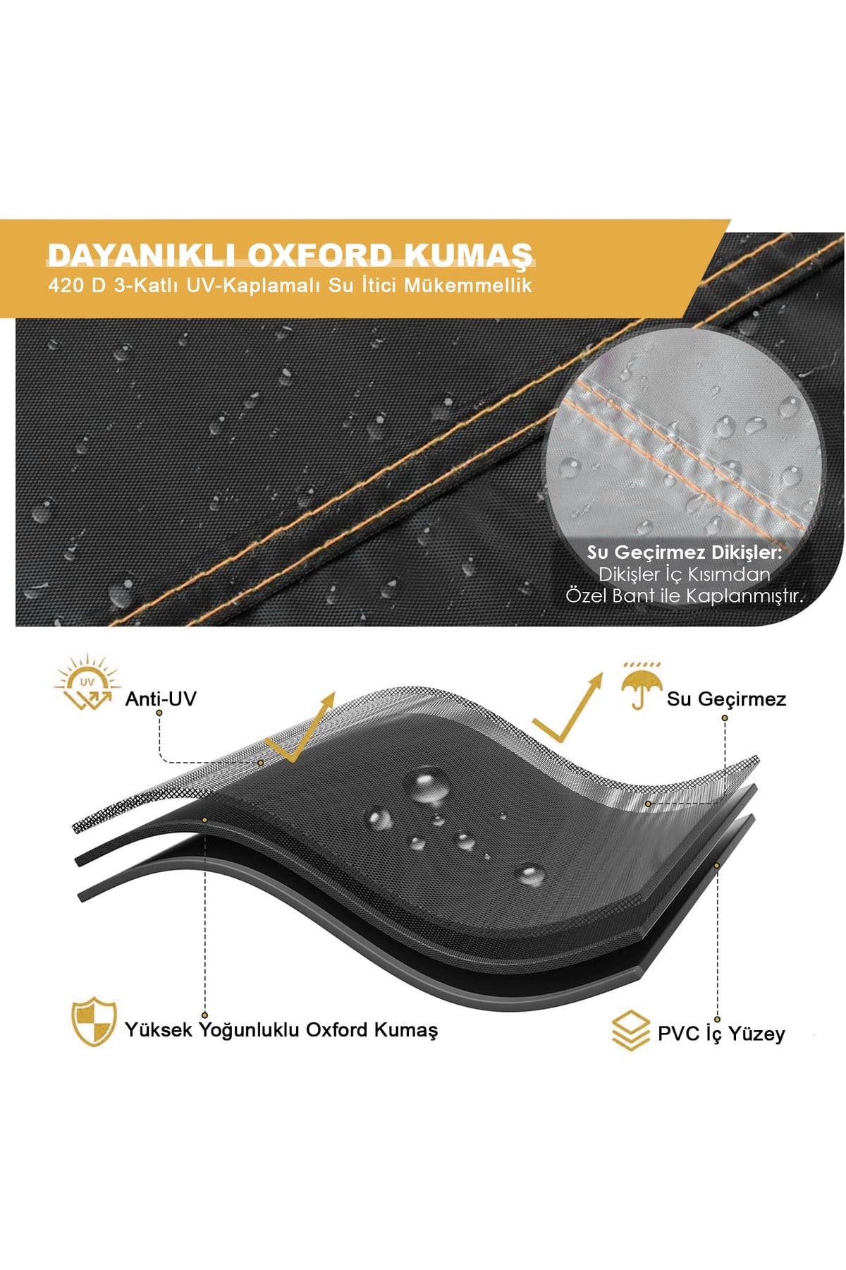 Haegs Bahçe Mobilyası Örtüsü, 250-210-90cm, Ağır Hizmet Oxford Kumaş, Su Geçirmez, Dış Mekan Veranda Masa Örtüsü, Havalandırmalı Masa ve Sandalye Koruma Kılıfı Gri