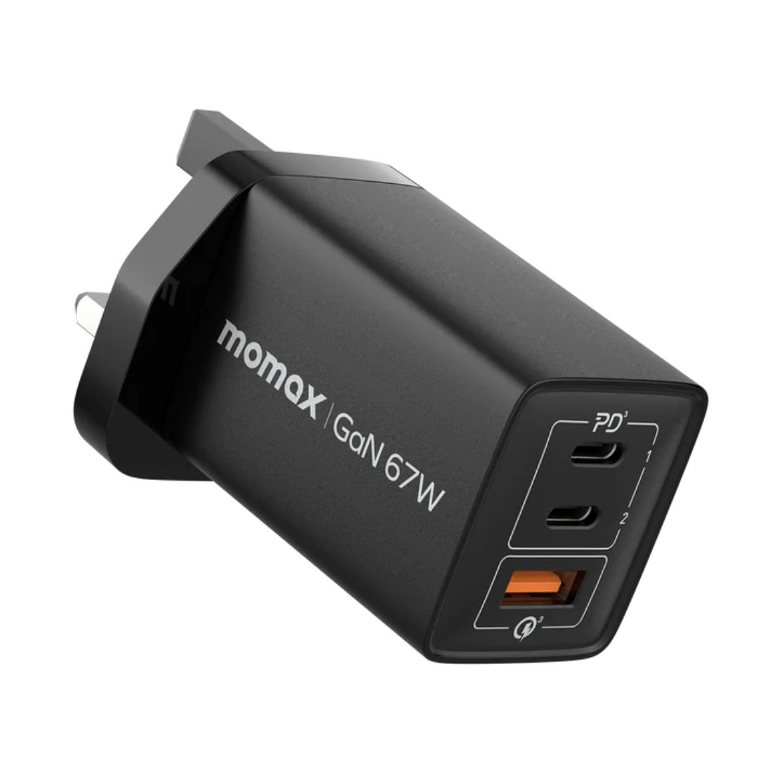 Momax OnePlug 3-Port GaN 67W Şarj Cihazı Siyah