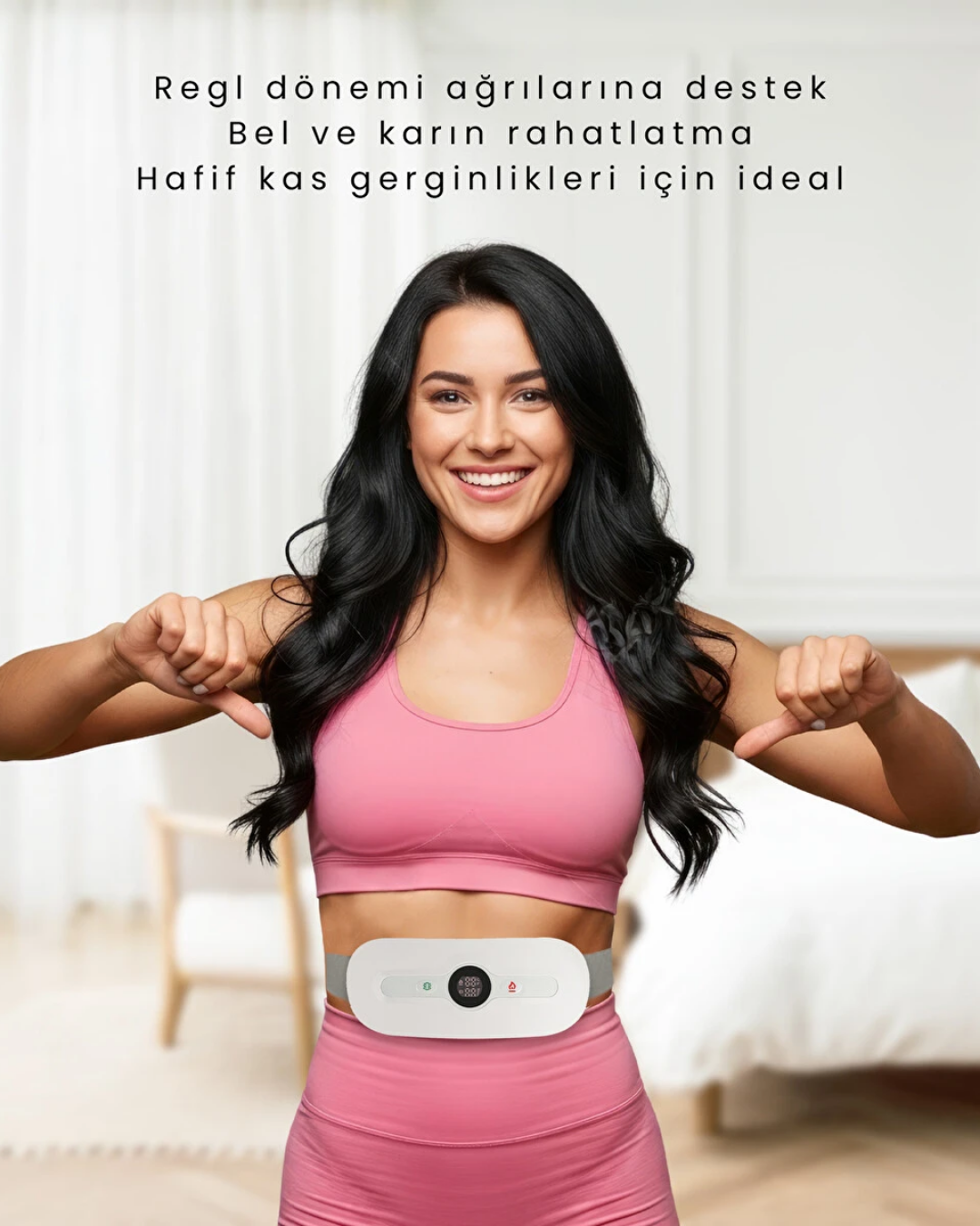 Pure Es Isıtıcılı Akıllı Bel ve Sırt Masaj Kemeri Beyaz