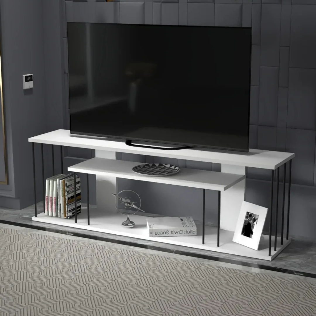 Gold Falez Tv Sehpası Raflı 140cm Gzd Plus Beyaz