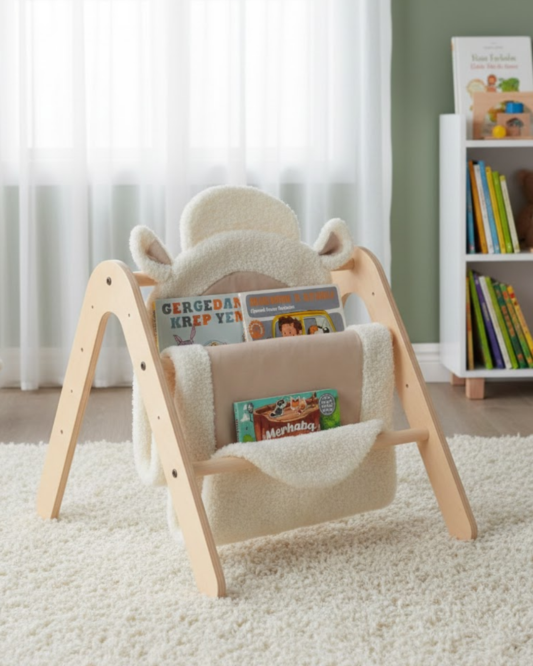 Mamatoyz 17GIMY Doğal Montessori Bebek Egzersiz Oyun Halı Matı ve Kitaplık