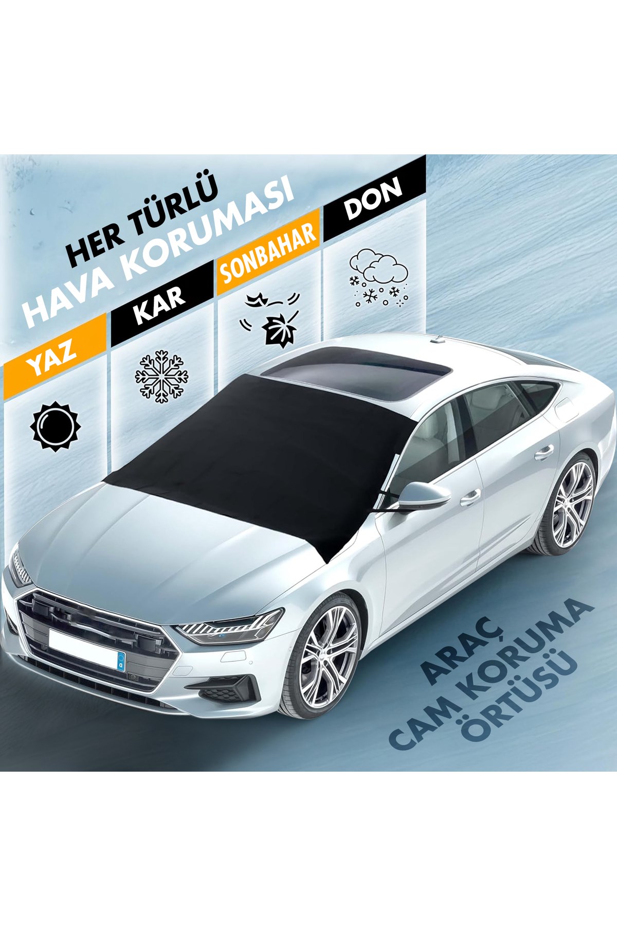 Haegs Buz ve Kar Önleyici Araç Ön Cam Örtüsü Brandası | Ağır Hizmet Tipi 600D Oxford Kumaş | Arabalar, SUV`lar, Kamyonetler İçin Oto Ön Cam Koruyucu Güneşlik | Don Örtüsü (175x106cm) STD - Siyah