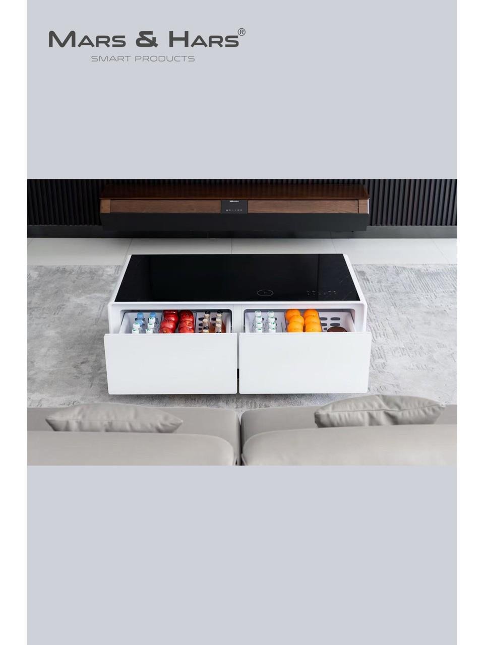 Mars&Hars SCT135B Kompresörlü Akıllı Sehpa Buzdolabı Bluetooth Haparlör-Beyaz Renk