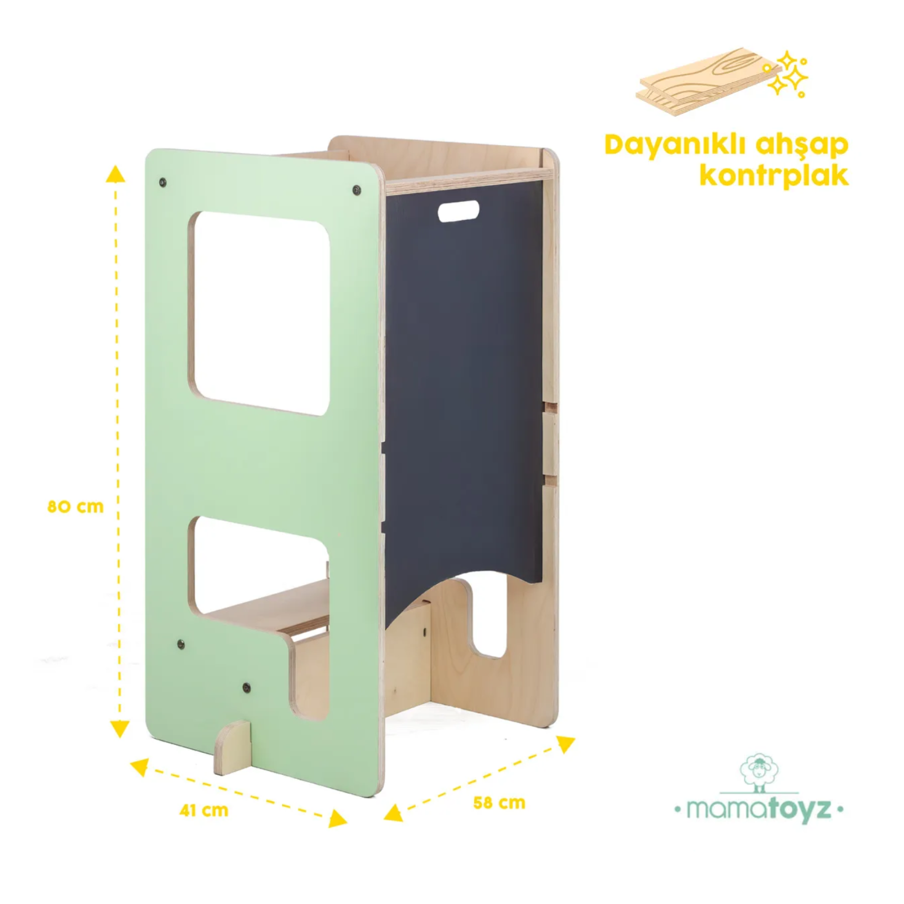 Mamatoyz Flip Mint 3'ü 1 Arada Öğrenme Kulesi & Aktivite Masası & Yazı Tahtası