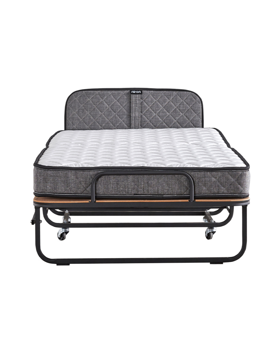 Niron Premium Katlanır Yatak 90x200 cm Paket Yaylı Lüks Yatak ve Kaydırmaz Kumaş Kaplı Karyola
