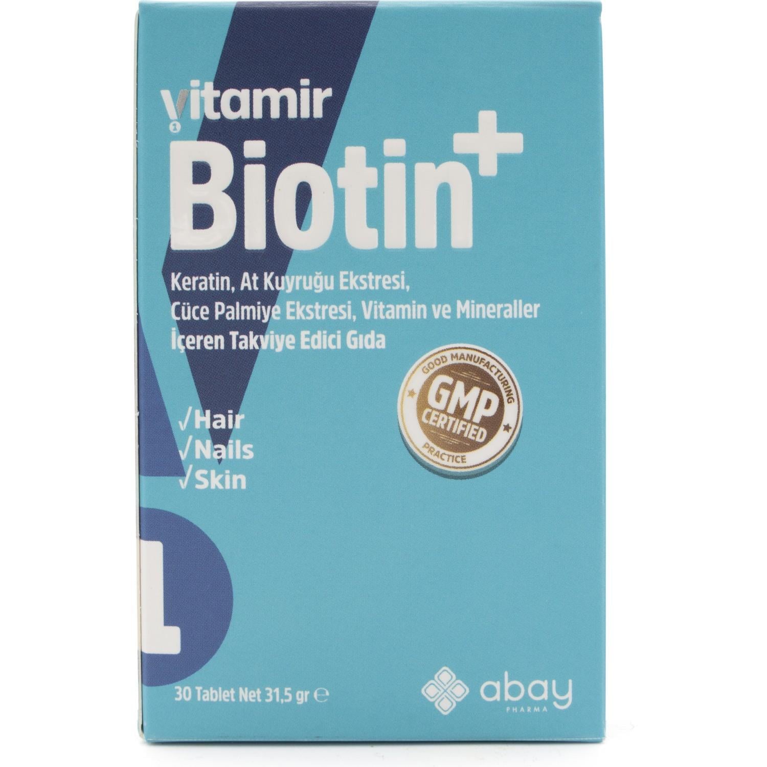 Vitamir Biotin+ Saç Tırnak Cilt Vitamini 30 Tablet
