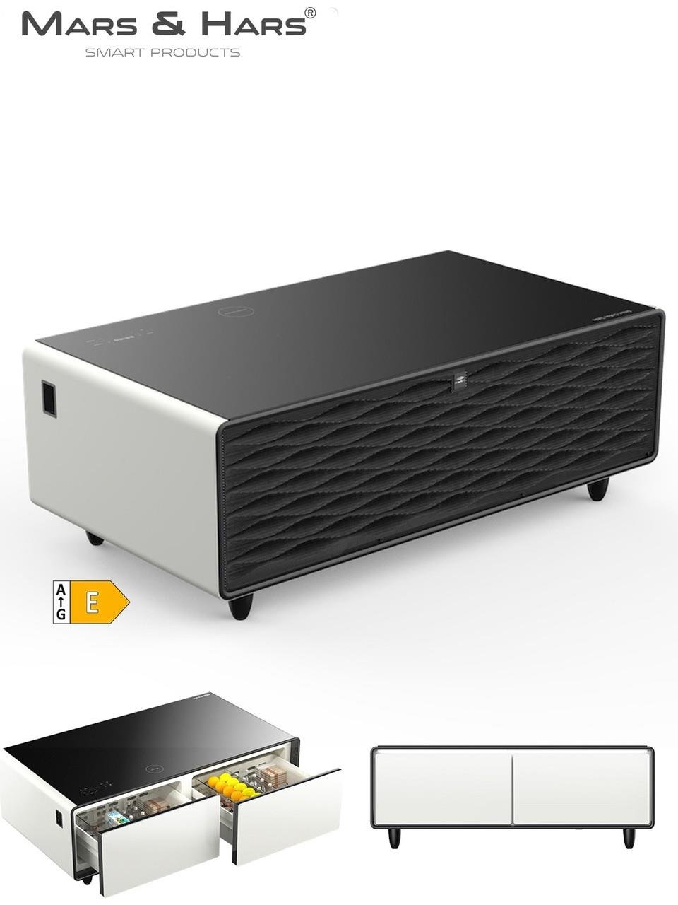 Mars&Hars SCT135B Kompresörlü Akıllı Sehpa Buzdolabı Bluetooth Haparlör-Beyaz Renk