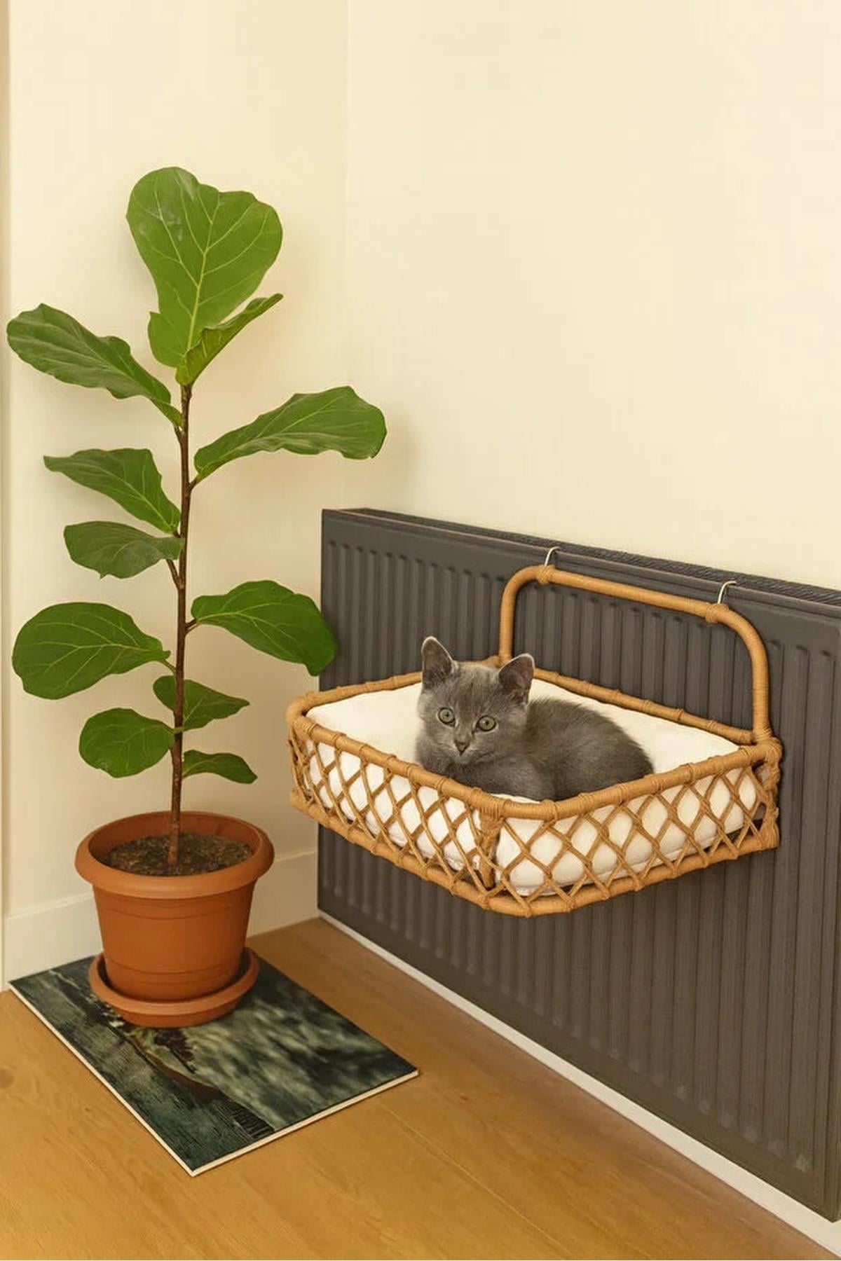 Tasaryum Kedi Köpek Kalorifer Yatağı, Hamak, Radyatör Yatağı Kahverengi
