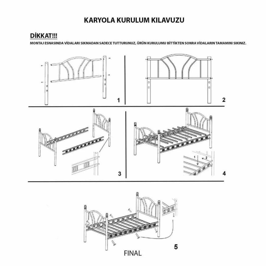 Reyo Pero Sultan Çift Kişilik Başlıklı Ferforje Metal Beyaz Karyola (Cibinliksiz) 180x200