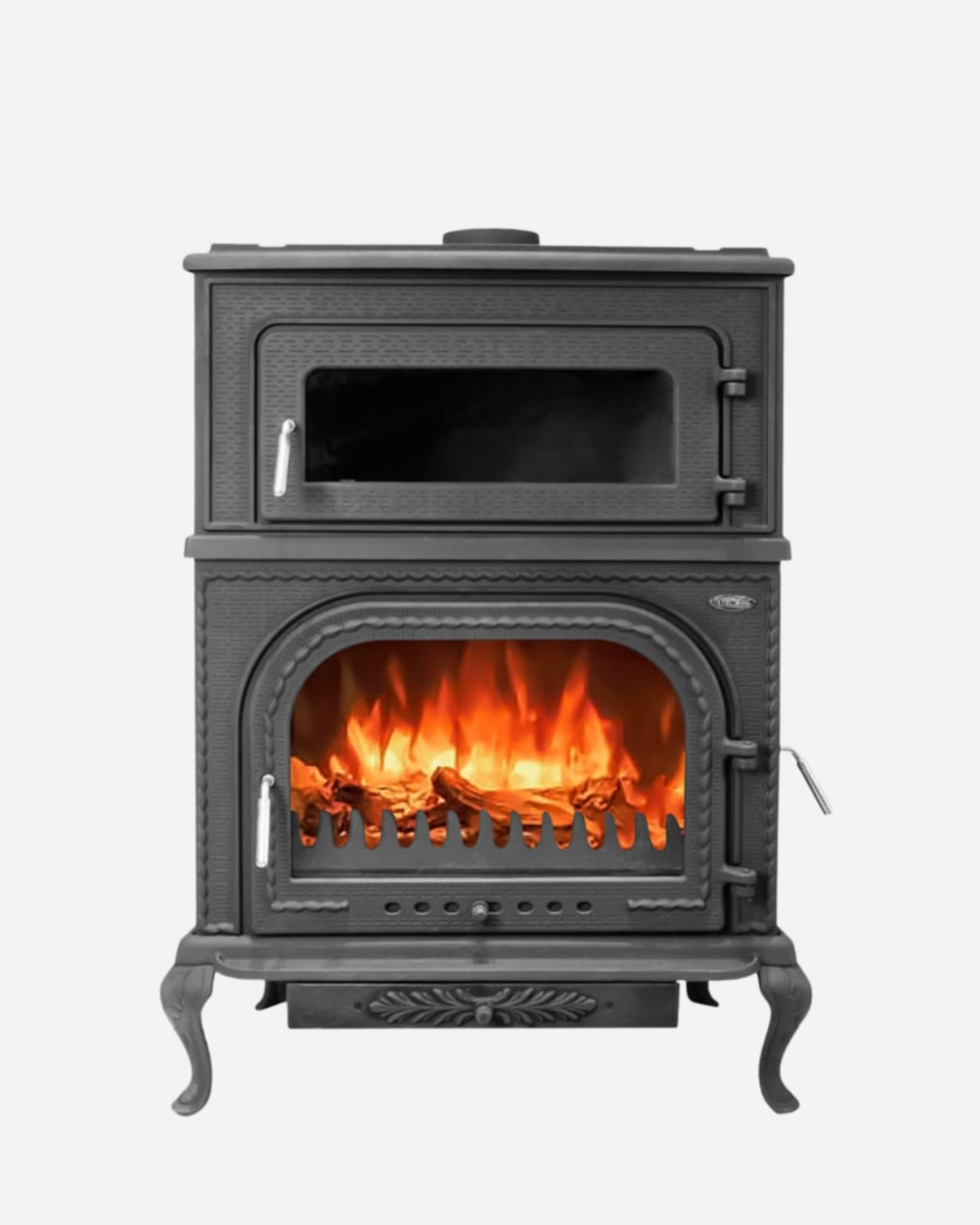 Reyo Stove Abant Üç Camlı Yan Kapak Fırınlı Döküm Şömine Soba