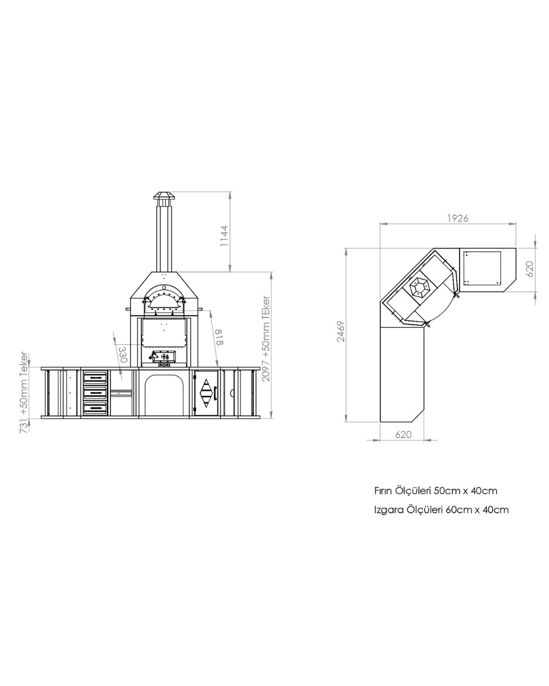 ZS Hermanos Granit Evyeli Avangarde Köşe Fırınlı Barbekü