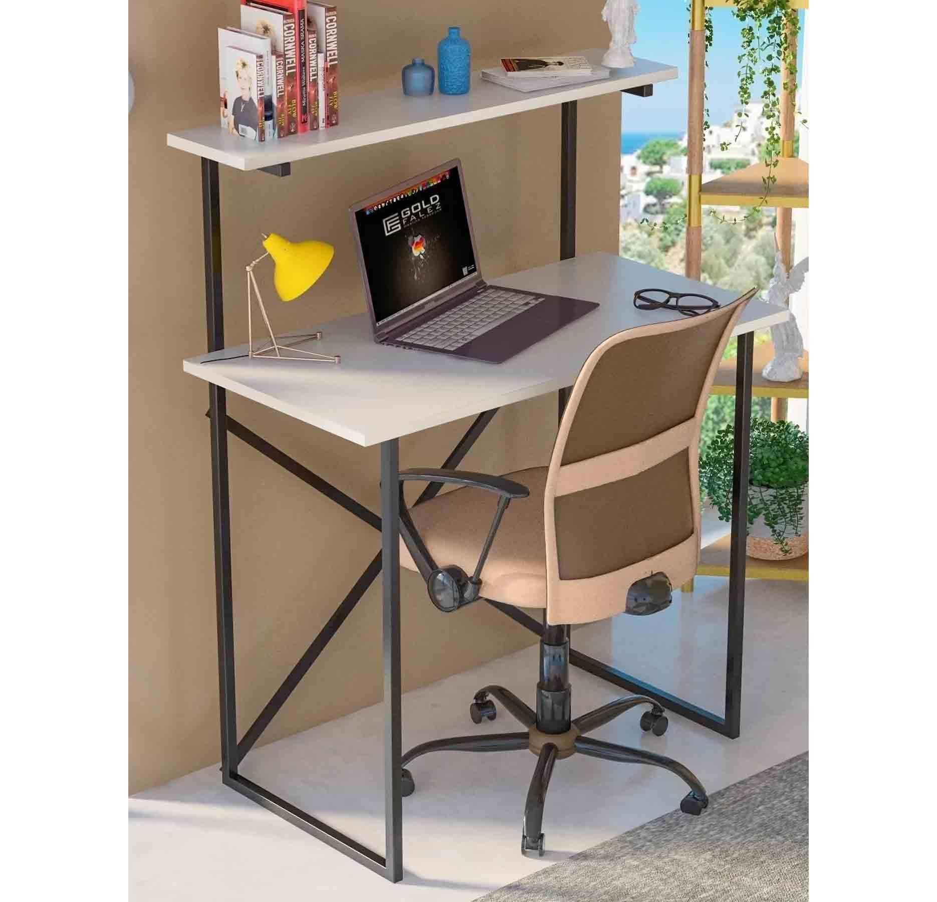 Reyo Çalışma Masası Kitaplıklı, Bilgisayar Masası, Ofis Masası Beyaz