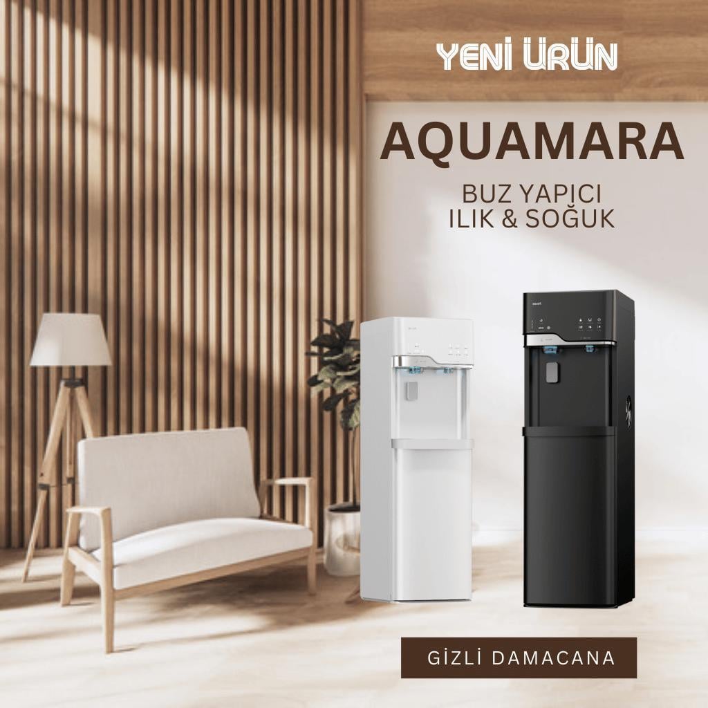 Aquarama Gizli Damacanalı Soğuk/Sıcak ve Buz Yapıcı Su Sebili Beyaz