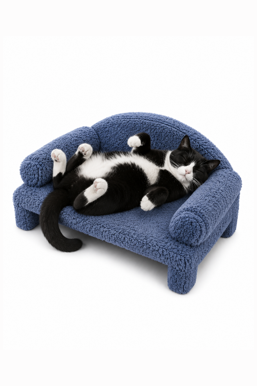 Reyo Pet Peluş Kedi Oturma Koltuğu Kedi Yatağı Lacivert
