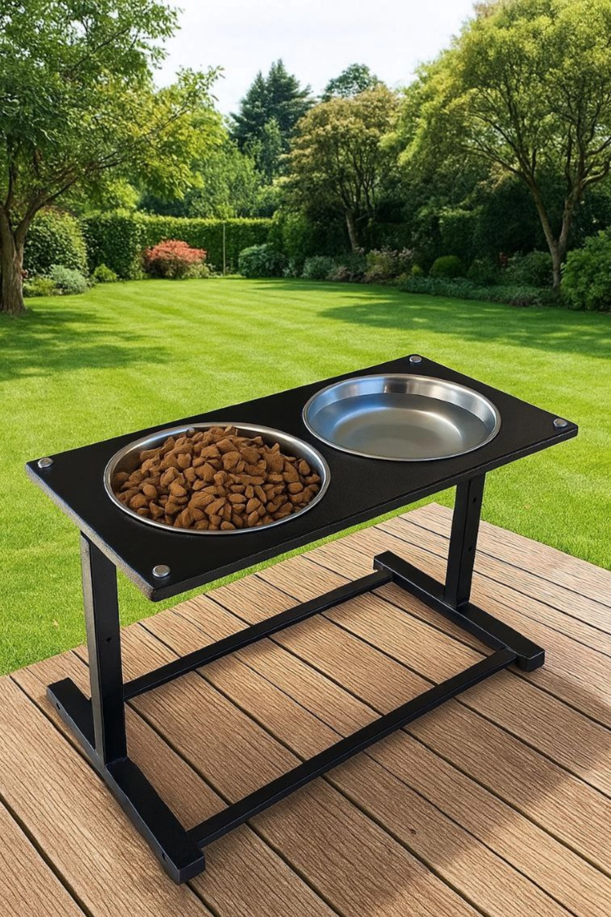 Reyo OK-AY Store Aybisev 4 XL Boy Büyük Irk Köpekler İçin Yükseltilebilir Metal Mama Su Kabı Standı Siyah
