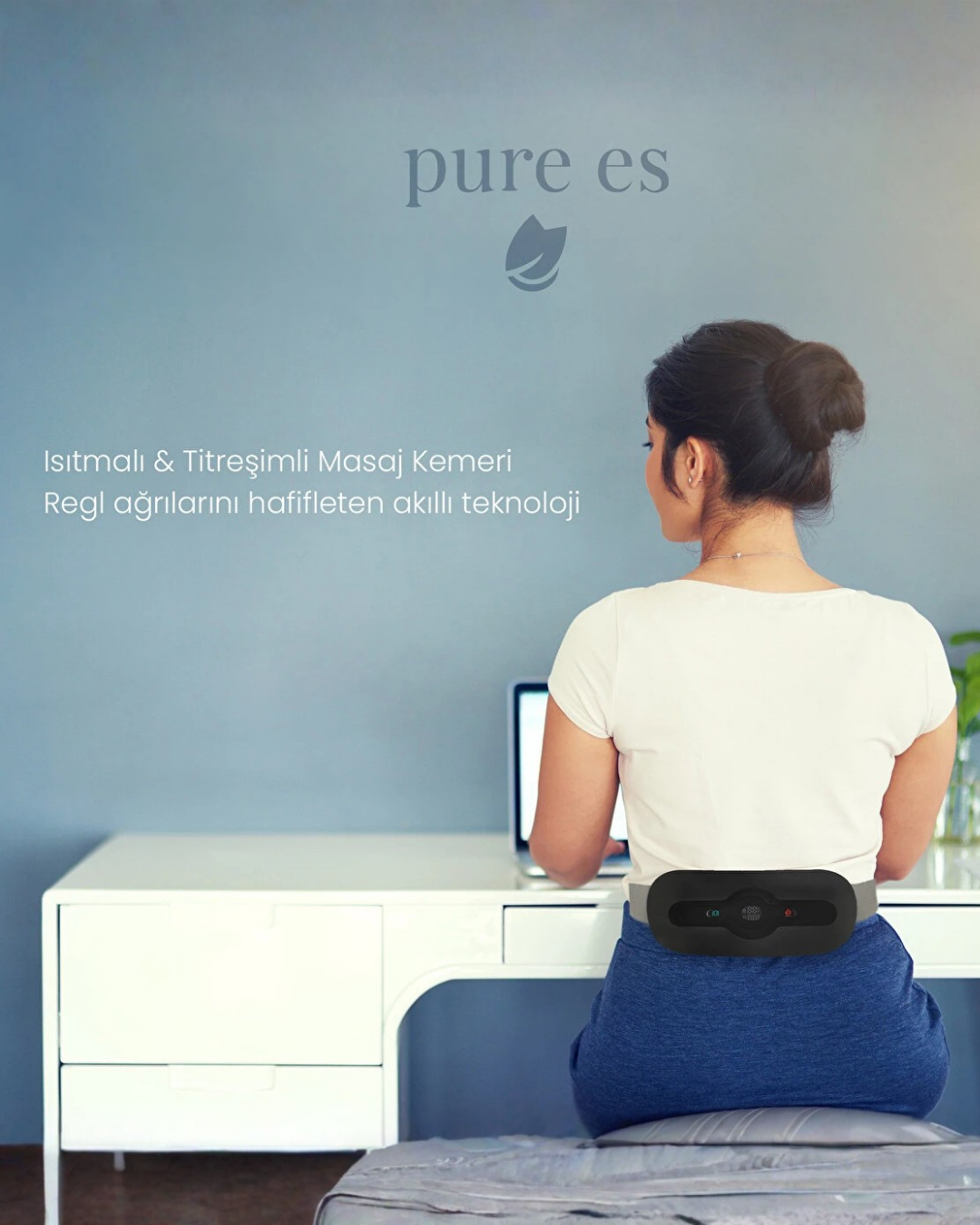 Pure Es Isıtıcılı Akıllı Bel ve Sırt Masaj Kemeri Siyah