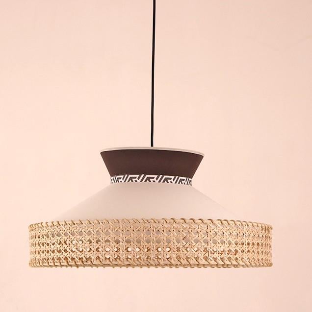 Mylamp Ece Kahve Krem ve Krem Örgülü Doğal Hazeran Avize 50x30 cm HZ-H-48
