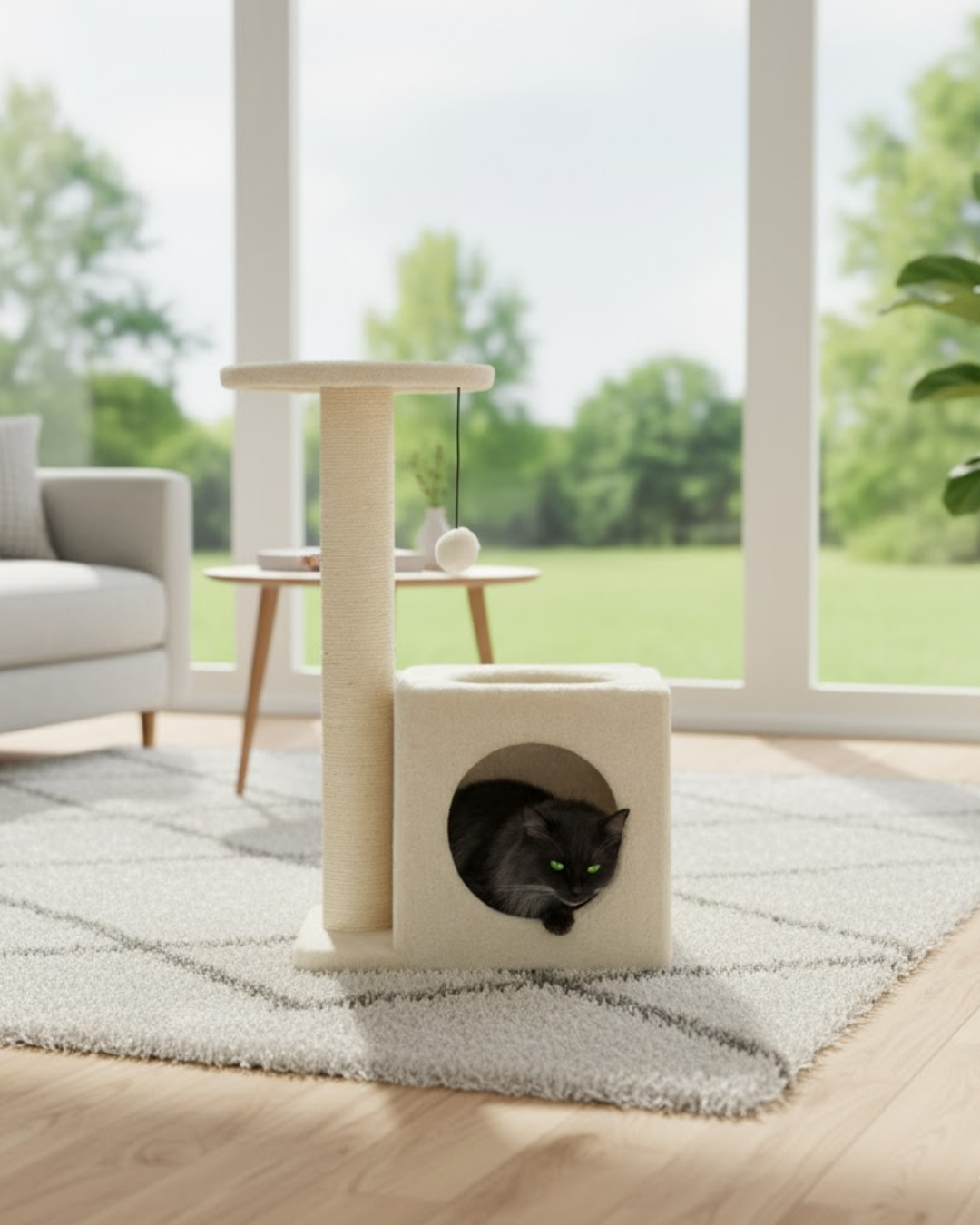 Reyo Pet Dekoratif Kedi Tırmalama Ve Oyun Evi Krem