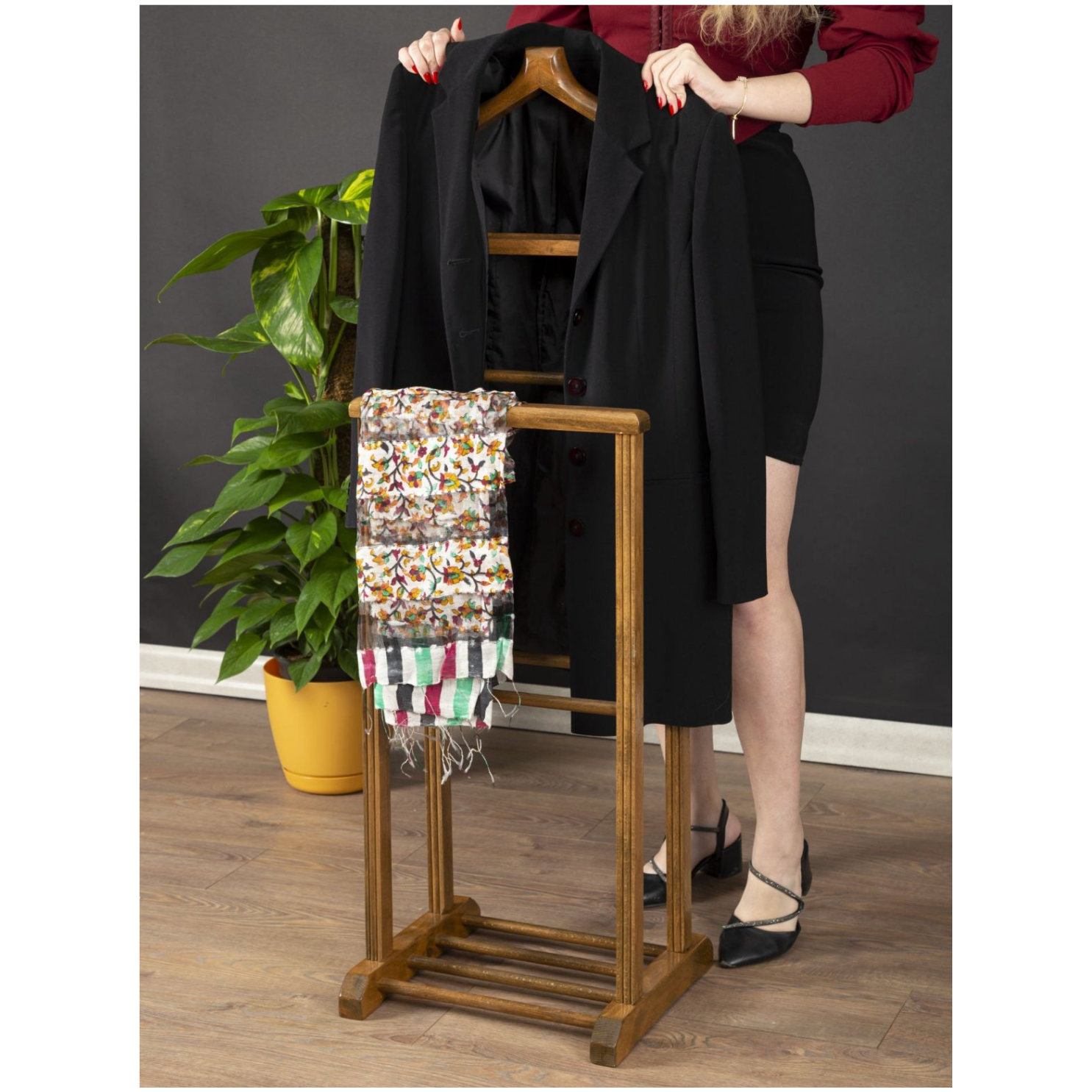 Melada Mobilya Elit İkili Dilsiz Uşak Cilalı Ceviz