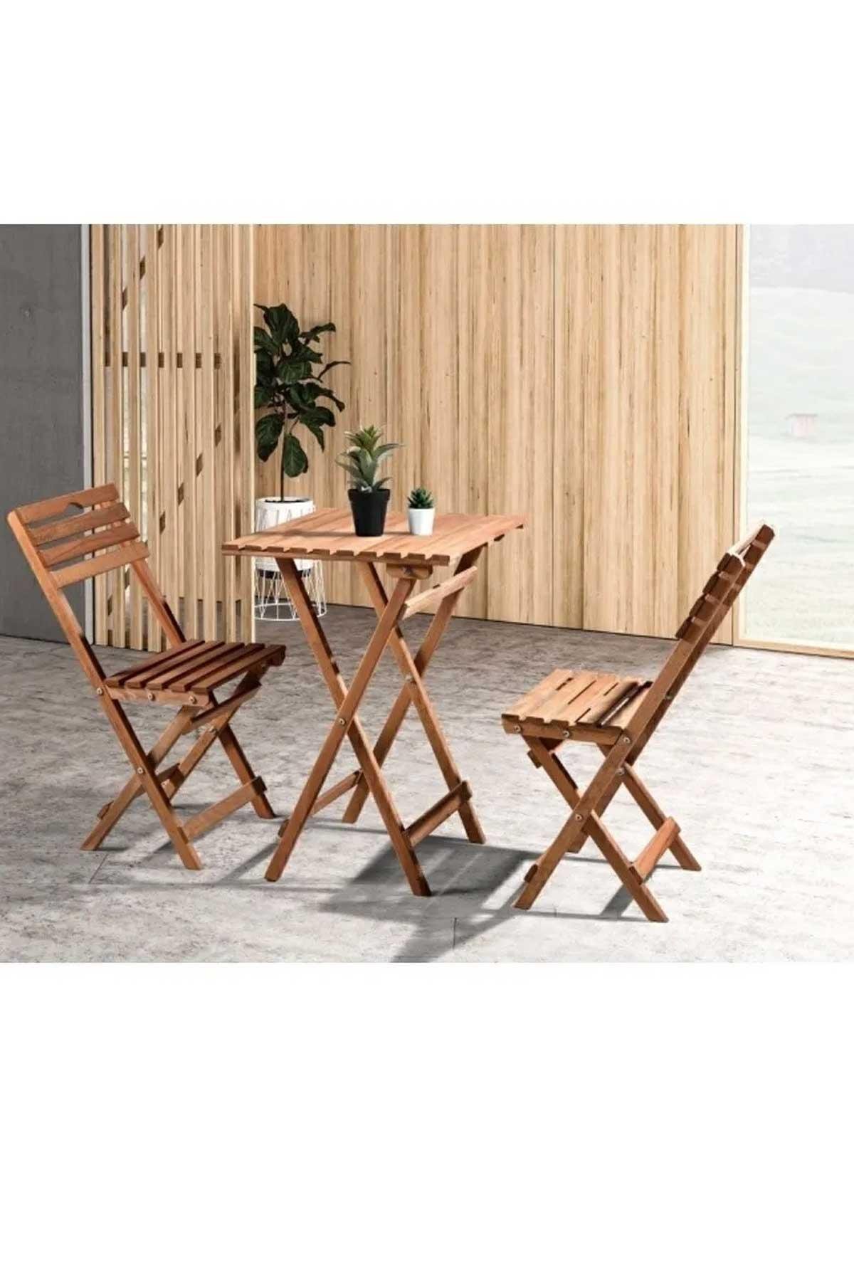 Reyo Rio Bistro Set 2+1 Katlanabilir Masa Sandalye Takımı Ceviz