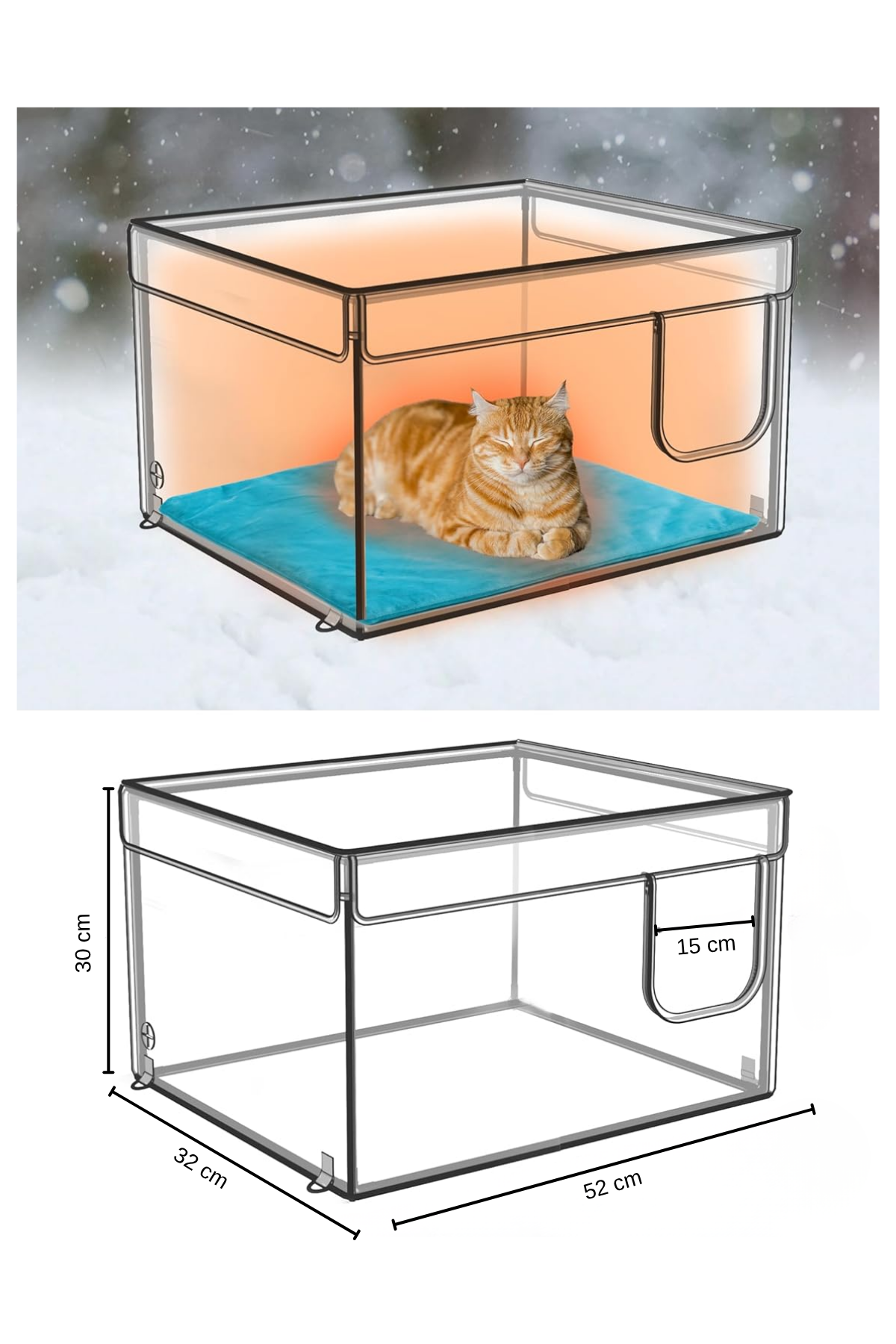 Reyo Dış Mekan İçin Isı Yalıtımlı Su ve Rüzgar Geçirmez Kedi Evi Kedi Barınağı