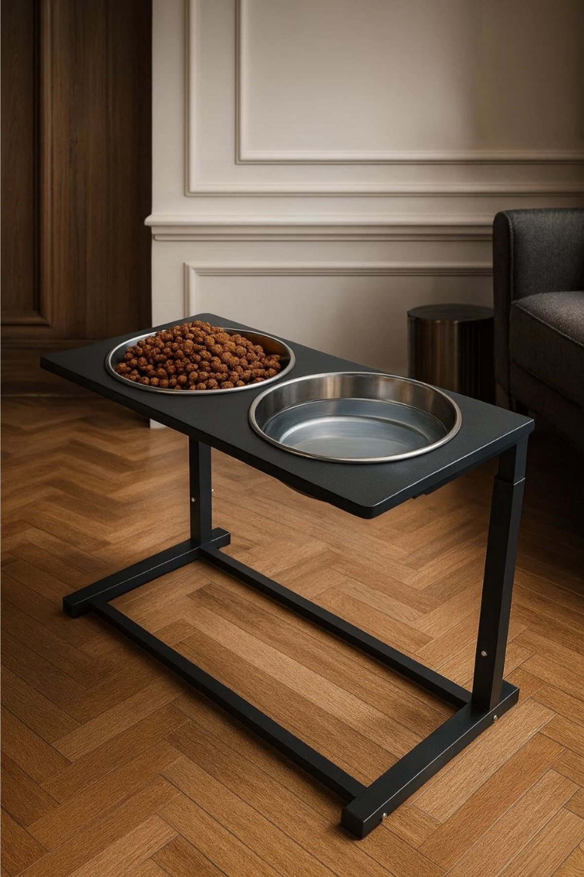 Reyo OK-AY Store Aybisev 2 Model XL Büyük Irk Köpekler İçin Yüksekliği Ayarlanabilir Mama Su Standı Siyah