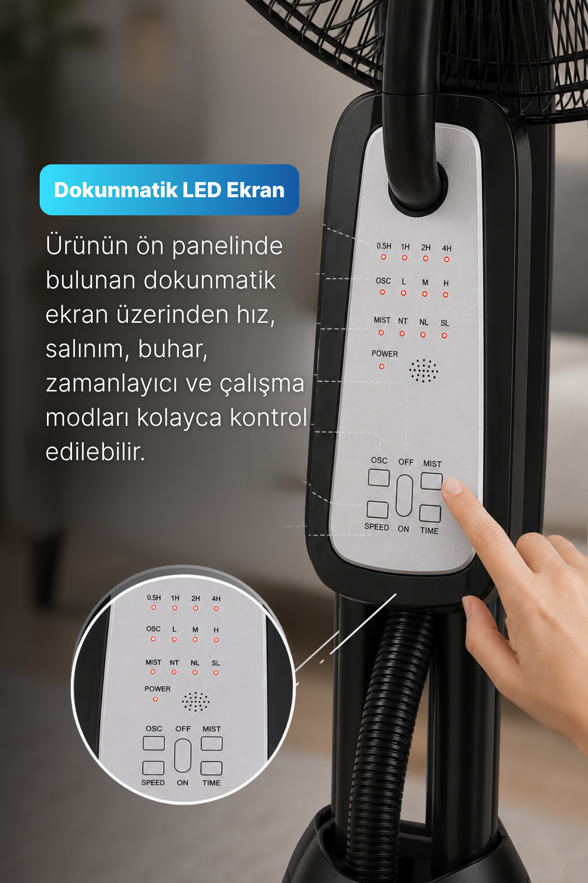 Reyo Alaz 90W Bakır Motor Kumandalı Buharlı Vantilatör