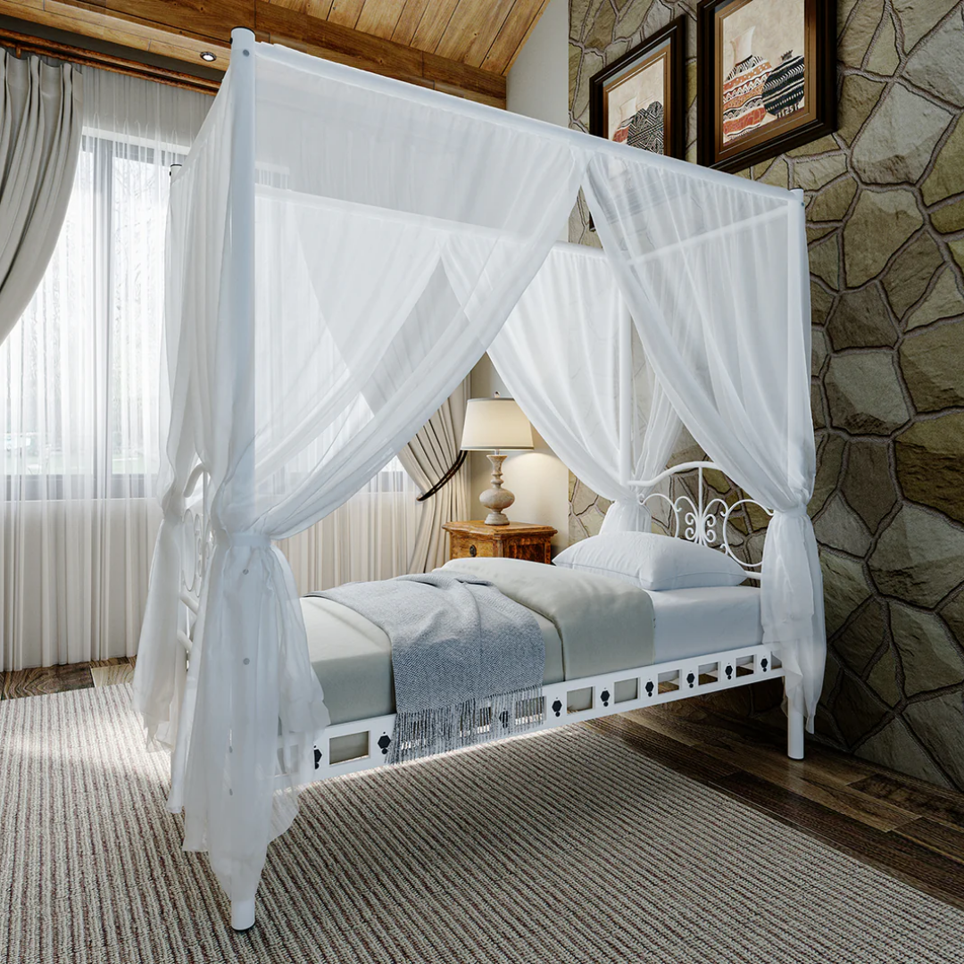 Reyo Pero Sultan Tek Kişilik Başlıklı Metal Beyaz Karyola 90x190