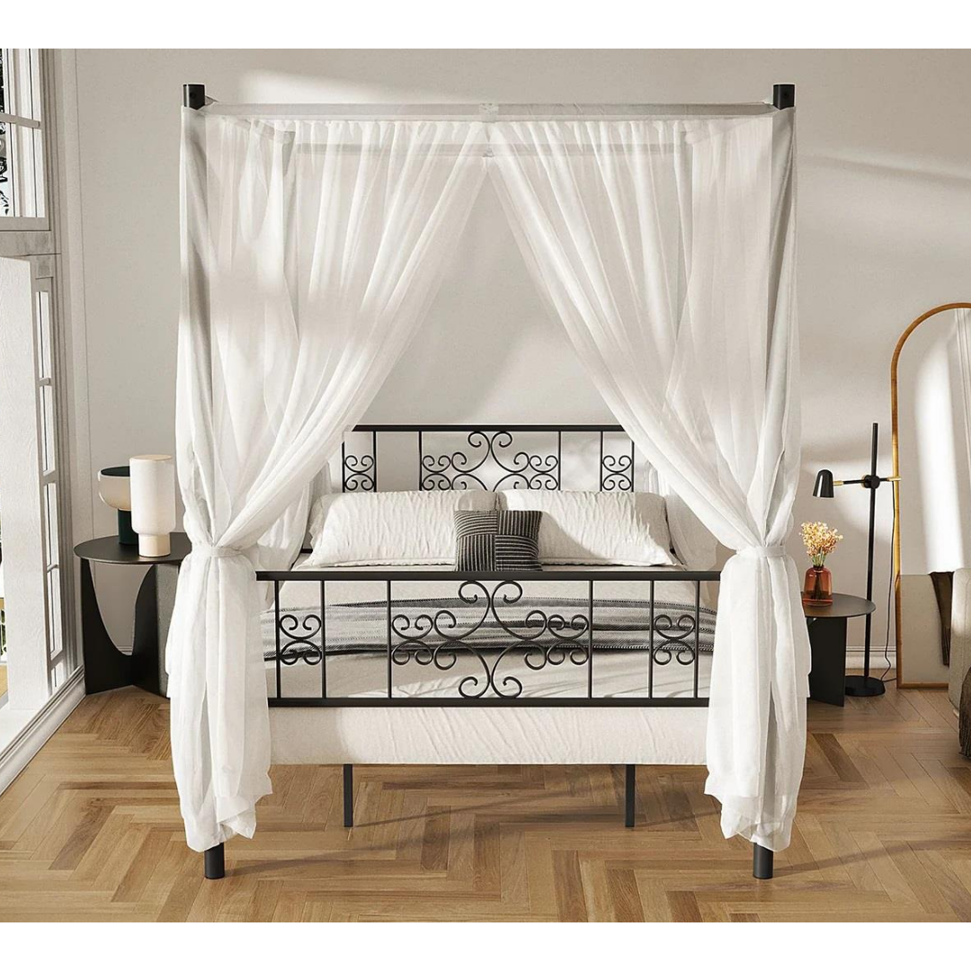 Reyo Stella Sultan Başlıklı Çift Kişilik Ferforje Metal Karyola (Cibinliksiz)160x200