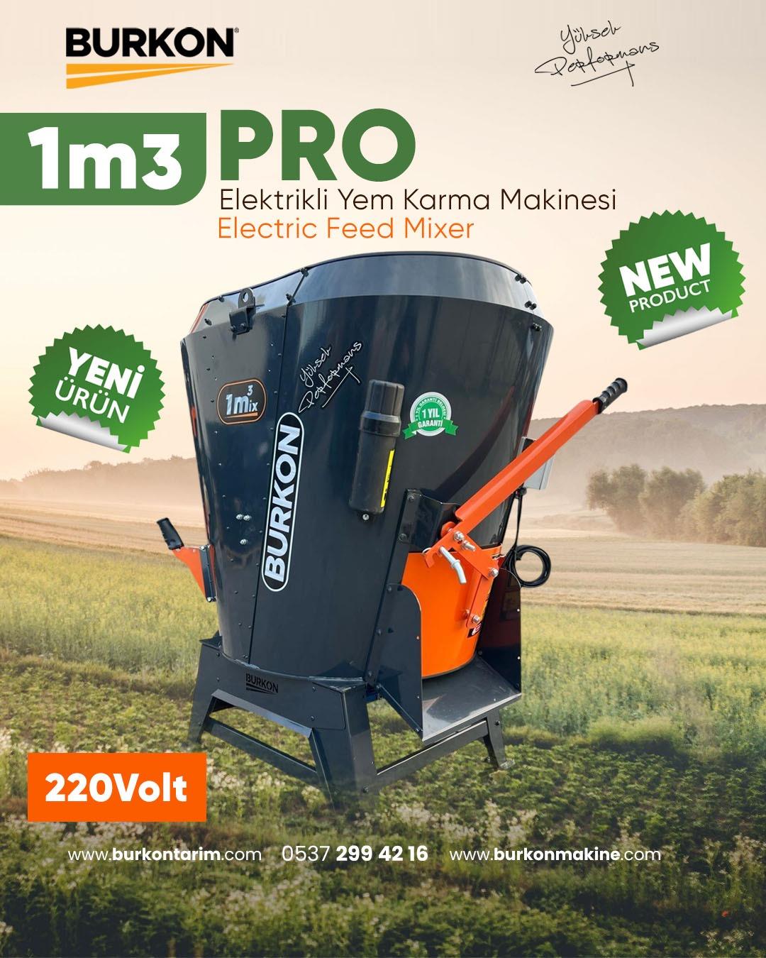 Burkon 1m³ Pro Yem Karma Makinesi 220V