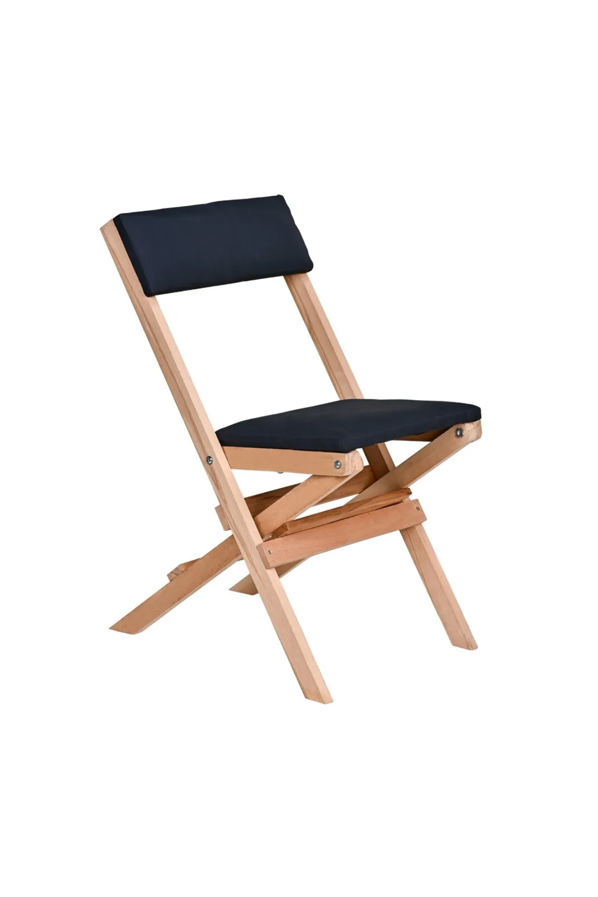 BySay Ahşap Katlanır Döşeme Minderli 3'lü Bistro Set Bahçe Takımı Naturel Antrasit