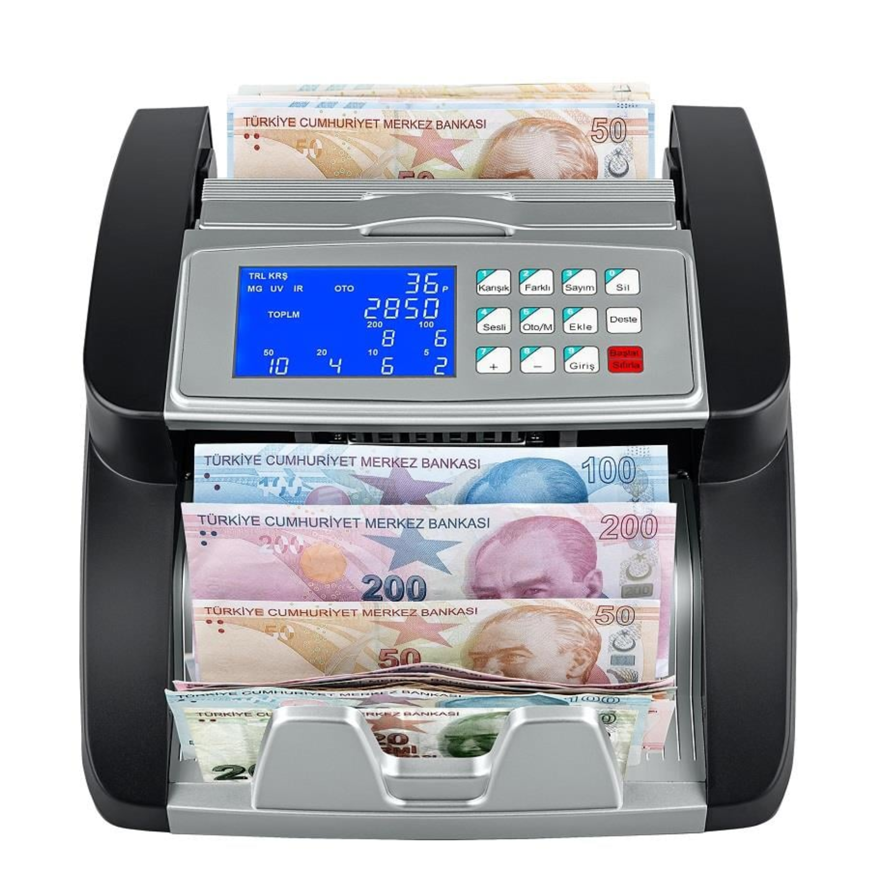 Baove GB7100B Karışık Para Sayma Makinesi ve Sahte Yakalama –TL-Euro-Usd - Türkçe Sesli Uyarı