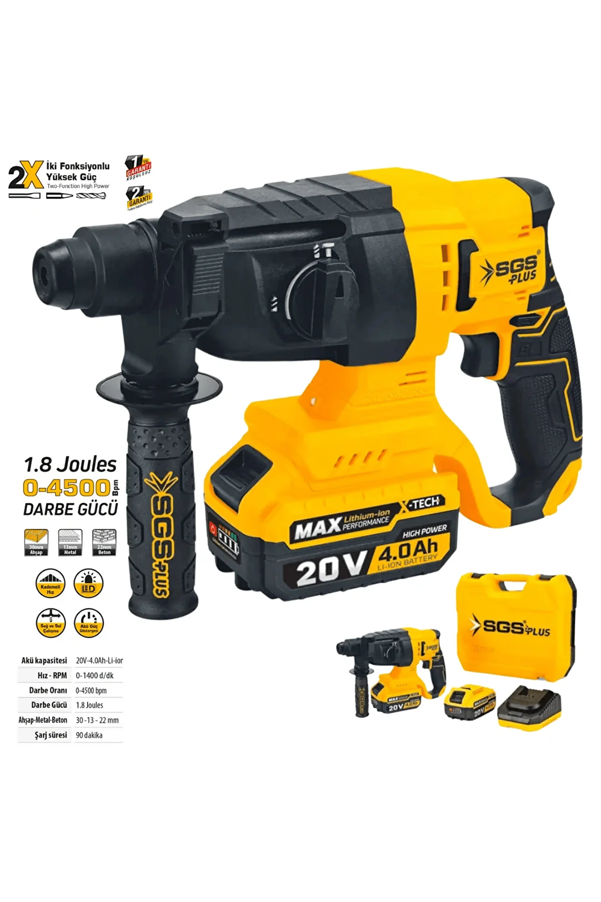 Sgs5520 Akülü Darbeli Kırıcı Delici Seti 20 Volt - 4 Amper