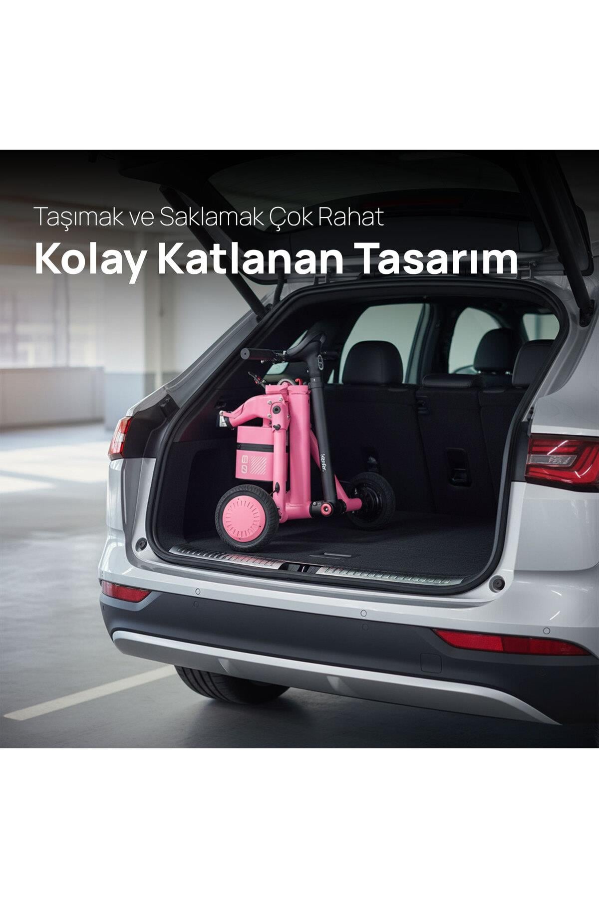Igofor 3 Tekerlekli Katlanabilir Elektrikli Oturulabilir Scooter Pembe