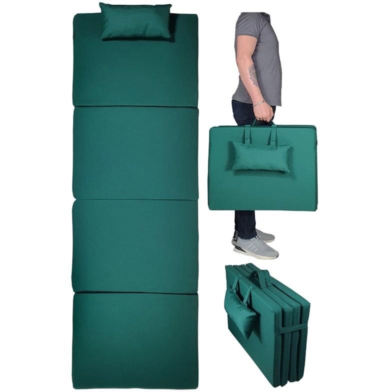 Bysay Taşınabilir Katlanır Plaj Havuz Şezlong Minderi Kamp Yatağı Minderi Haki