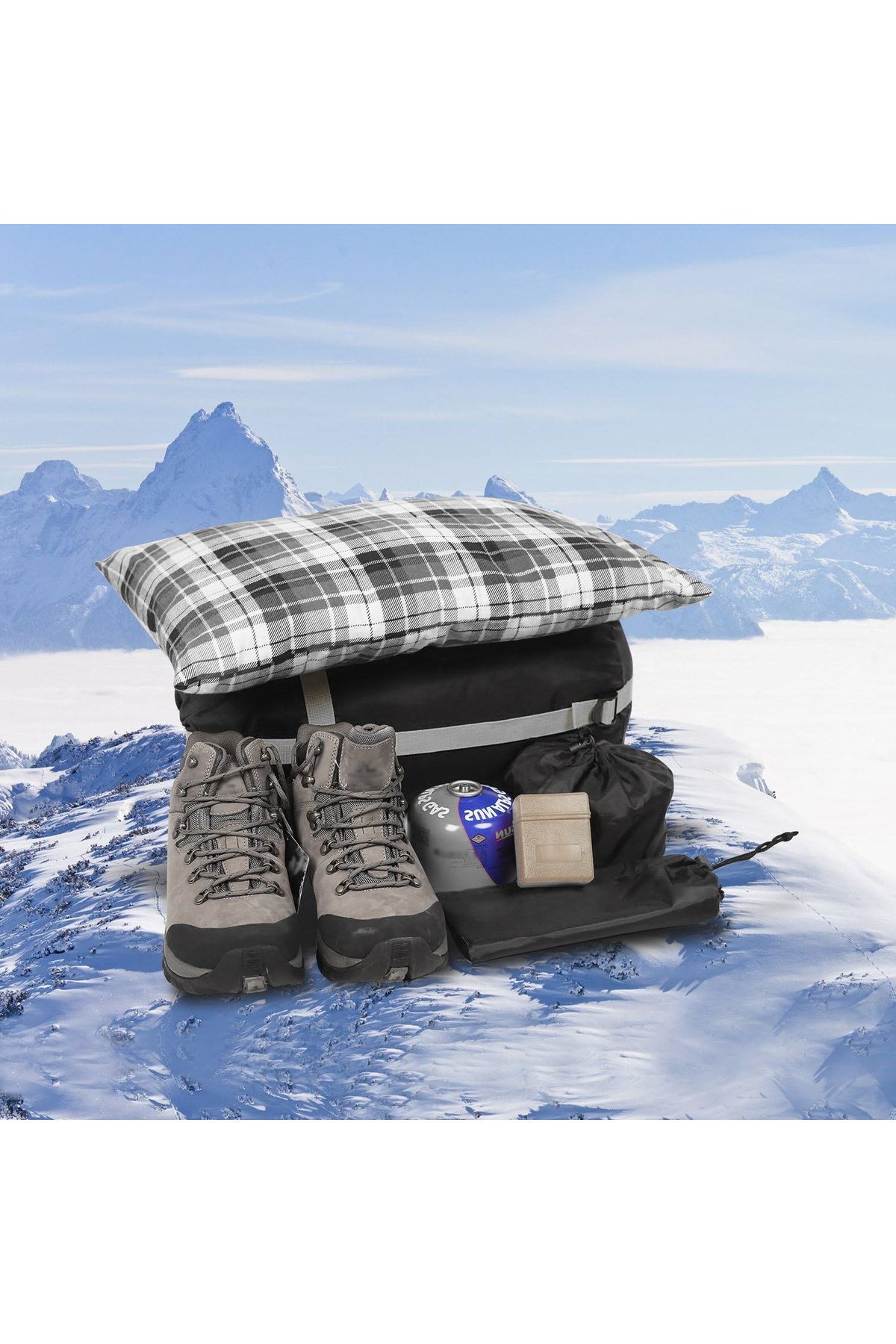 Haegs Kamp Yastığı, Seyahat Yastığı, Silikon Elyaf Dolgulu Hafif Küçük Yastık, Orta Sertlikte, Nefes Alabilir Kılıf, Kamp, Uçak ve Araba İçin İdeal 30x45cm Flanel Gri